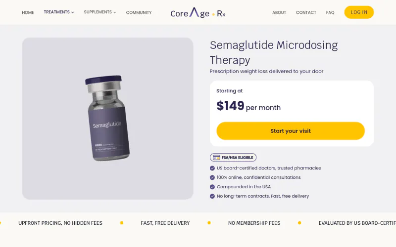 CoreAge Rx website screenshot
