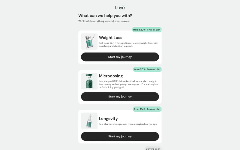 Luvo Health how-it-works page screenshot