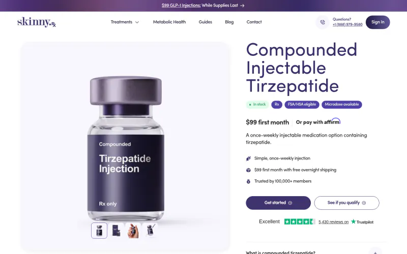 SkinnyRx website screenshot