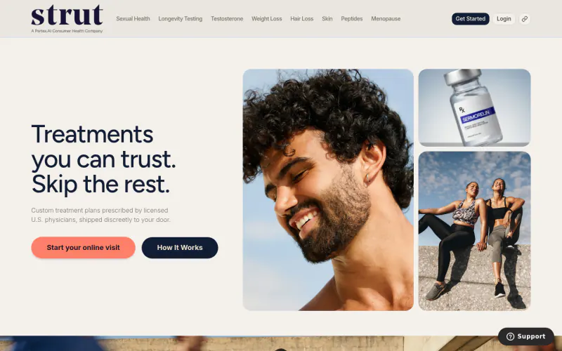 Strut Health home page screenshot